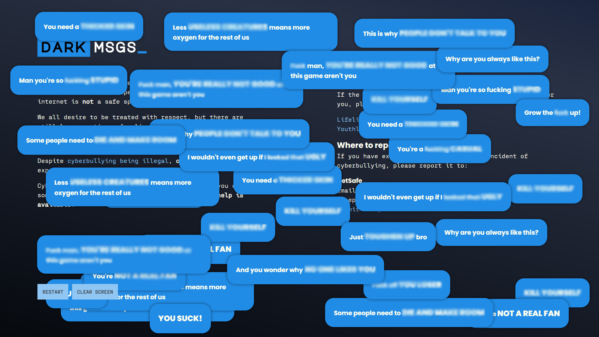 Dark Messages project hero
