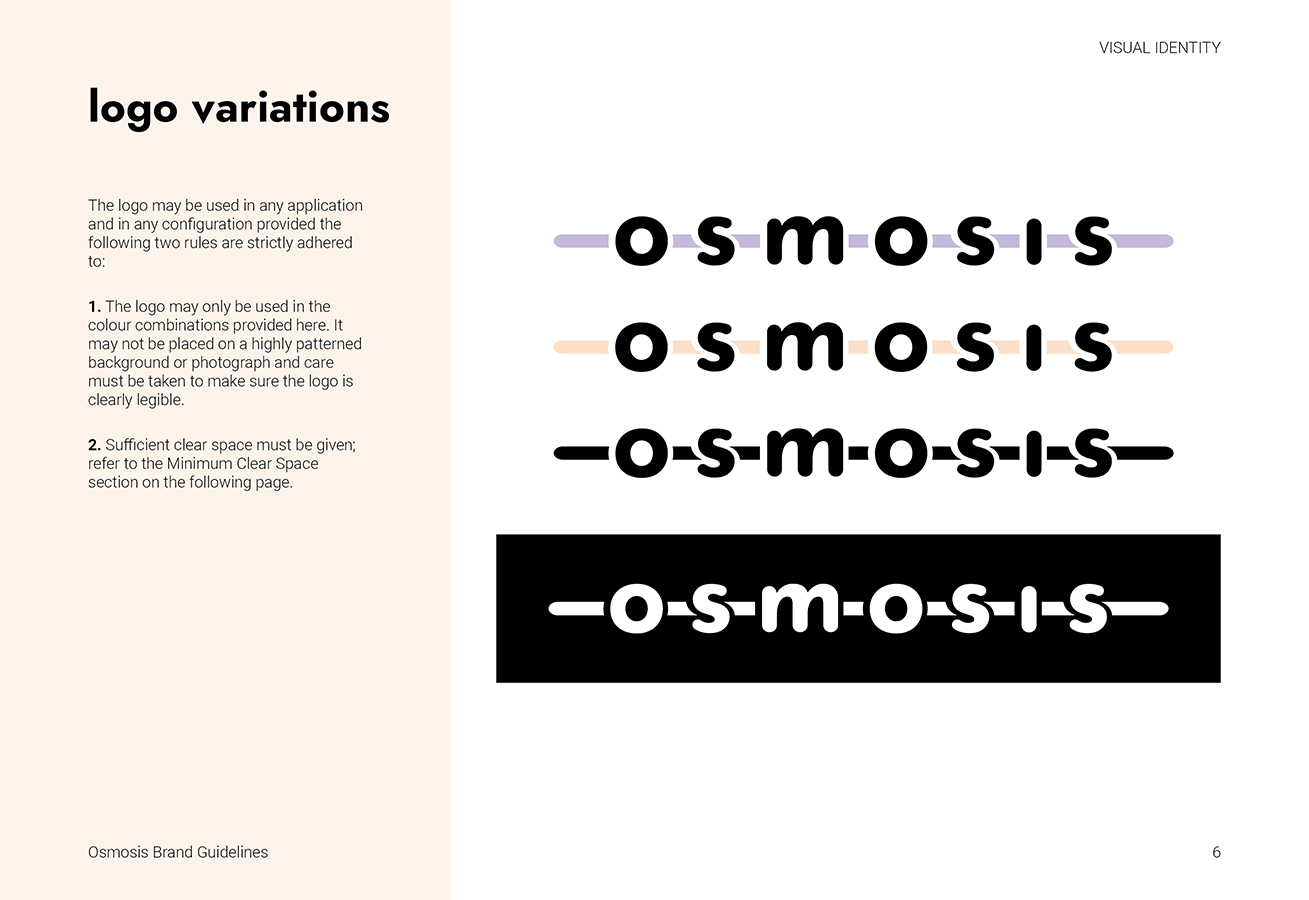 Osmosis brand document: logo variations